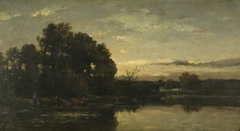 A River Landscape by Karl Daubigny