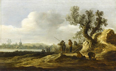 A River Landscape with Figures conversing beneath a Tree by Jan van Goyen