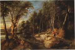 A Shepherd with his Flock in a Woody Landscape by Peter Paul Rubens