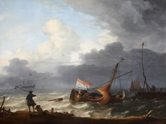 A Squall: A Lugger Running into Harbour by Ludolf Bakhuizen