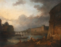 A View of the River Seine and the Musée du Louvre, Paris by follower of Hubert Robert