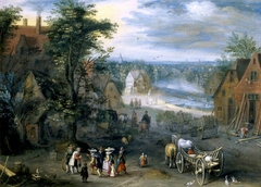 A Village Scene by style of Jan Brueghel the younger