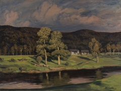 Abendlicht, Landschaft mit zwei Eichen by Walter Leistikow