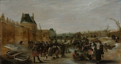 Amusement on the Ice on a Canal, perhaps at the Janspoort in Haarlem by Unknown Artist