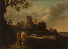 Arcadian Landscape with Herdsmen and Cattle by Dirck Dalens I