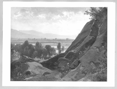 Berglandschaft mit Felspartie im Vordergrund by Friedrich Voltz