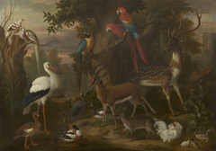 Birds and Deer in a Landscape by Jakob Bogdani