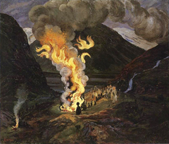 Bonfire celebrating Midsummer Night by Nikolai Astrup