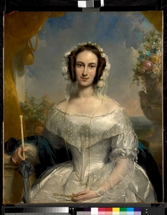 Bruidsportret van Agatha Petronella Hartsen (1814-1878), echtgenote van Jan van der Hoop (1811-1897) by Jan Willem Pieneman