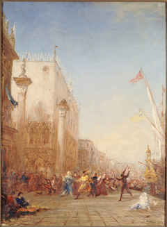 Carnaval à Venise, quai des Esclavons by Félix Ziem