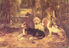 Chiens de chasse au repos by Alexandre-Gabriel Decamps