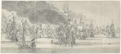 De Zeeslag voor Katwijk (rechterblad), 1653 by Willem van de Velde I