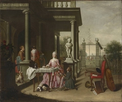 Der Frühling (Johanna de Lasence beim Kaffee im Garten) by Peter Jacob Horemans