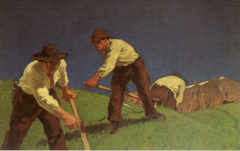 Die Bergmäher (I. Fassung) by Albin Egger-Lienz