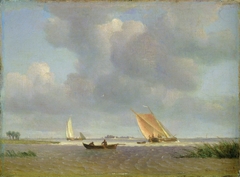 Die Elbe bei Blankenese (Frische Brise auf der Elbe) by Adolph Friedrich Vollmer