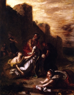 Disciples et saintes femmes relevant le corps de sainr Étienne pour l'ensevelir by Eugène Delacroix