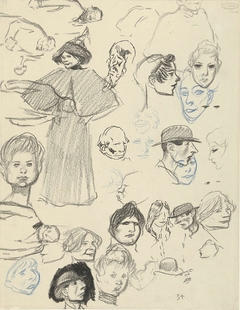 Diverse portret- en figuurstudies van vrouwen en mannen by Théophile Alexandre Steinlen