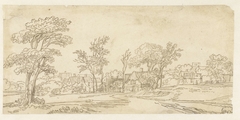 Dorp tussen bomen by Anthonie van Borssom