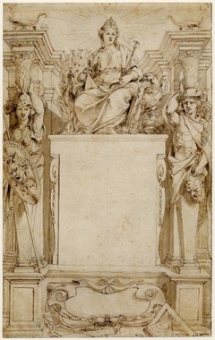 draft titlepage for Opticorum libri sex by Franciscus Aguilon, circa 1613 by Peter Paul Rubens