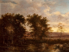 Duck hunt and a pond. by Herman Saftleven