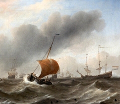 Dutch Shipping in a Heavy Swell with a Small Hoeker by Willem van de Velde the Younger