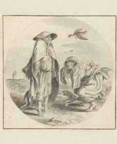 Een man en een vrouw die vogels nadoen by Adriaen Pietersz. van de Venne