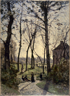 Esquisse pour la galerie des Tourelles de l'Hôtel de Ville de Paris : Le jardin du Luxembourg by Henri Harpignies