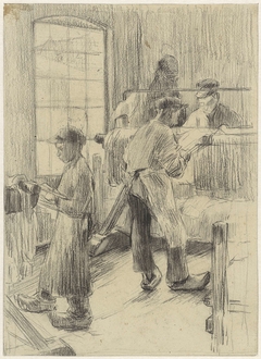 Fabrieksjongens aan het werk in een katoenververij by Anthon Gerhard Alexander van Rappard