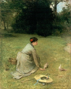 Feeding Pigeons by Sir William Quiller Orchardson - Sir William Quiller Orchardson - ABDAG004492 by William Quiller Orchardson