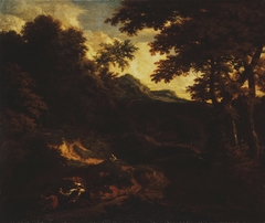 Forest Landscape with Figures by the Road by Cornelis Huysmans