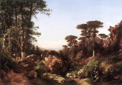 Forest Scene at Ailo in Corsica by Károly Markó