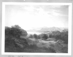 Gebirgslandschaft mit Burg, See und Staffage by Felix von Schiller