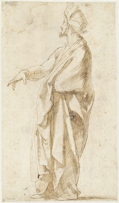 Gedrapeerd model, met een hand vooruitgestoken by Bartolommeo Passarotti