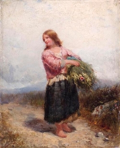 Girl Carrying Hay by James Cassie