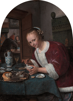 Girl eating oysters by Jan Steen