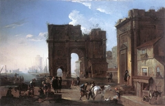 Harbour View with Triumphal Arch by Alessandro Salucci