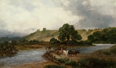 Hauling logs near Rhuddlan Castle by James Peel