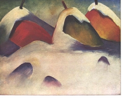 Hay stacks in the snow by Franz Marc