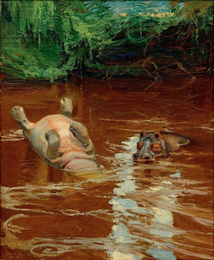 Hippos in the Tana River by Akseli Gallen-Kallela