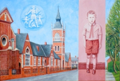 ‘Holme Hill Primary School’ (2012), oil on linen,  66 x 96.5 cm by john albert walker