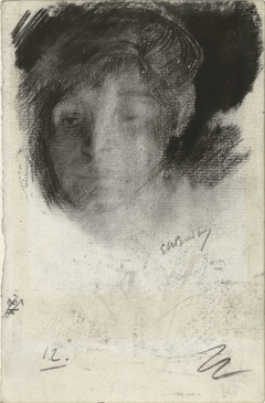 Hoofd van een vrouw, van voren by George Hendrik Breitner