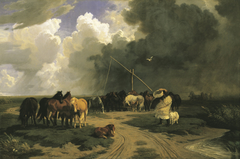 Horses in a Rainstorm by Károly Lotz