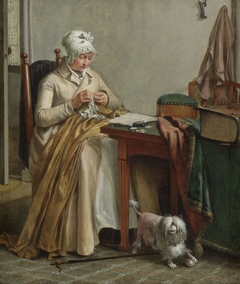 Interior with Woman Sewing by Wybrand Hendriks