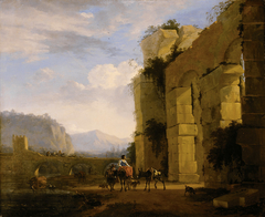 Italienische Landschaft mit Aquäduktruine by Nicolaes Pieterszoon Berchem