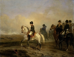 Keizer Napoleon I en zijn staf te paard by Horace Vernet