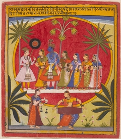 Krishna, Radha, and the Gopis Meet a Young Prince by anonymous painter