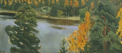 Lake view in autumn by Akseli Gallen-Kallela