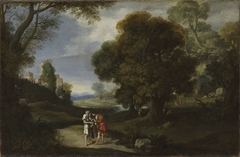 Landschaft mit Bettlern und römischen Ruinen by Bartholomeus Breenbergh