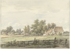 Landschap met boerderij by Jan Hulswit