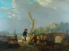 Landschap met figuren by Jacob van Strij